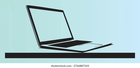 Modern sleek laptop computer open on a flat surface ready for work or study purposes
