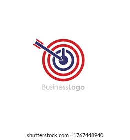 Diseño de logotipo moderno y elegante. Destino con flecha de colores rojo y azul