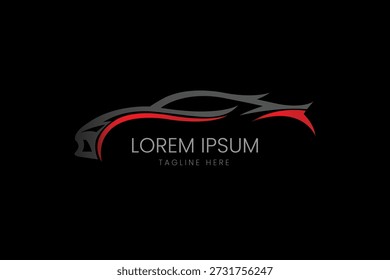 Modernes schlankes rotes Auto-Logo für Automobiltechnik Händler Luxusfahrzeuge Vermietung Autoreparatur und Sport Rennen Marken Vektor Logo-Vorlage