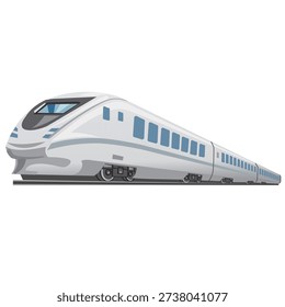 Modern sleek white high speed train isolated on white symbolizes efficient and rapid public transportation solutions for fast contemporary travel across long distances effectively.