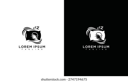 Modern Sleep Pillow Logo Design with Feather Swirl and Zz Symbol for Comfort Branding.