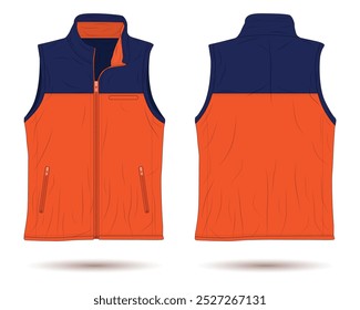 Modern sleeveless jacket mockup. Vector illustration