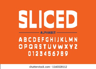 Modern Sliced Font Design, Alphabet Letters And Numbers Vector Illustration