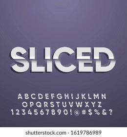Modern sliced paper with shadow text effect alphabet and number font collection set