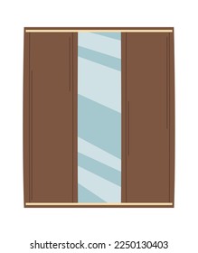 Modern sliding mirror wardrobes flat icon. Vector illustration