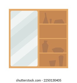 Modern sliding mirror wardrobes flat icon. Vector illustration