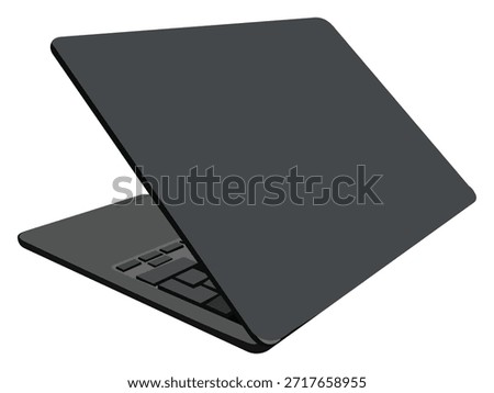 Modern slim laptop computer illustration isolated on white background