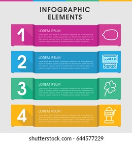 Modern slot infographic template. infographic design with slot icons includes clover. can be used for presentation, diagram, annual report, web design.