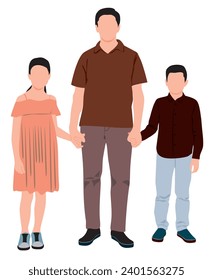 Modern small family character.  Vector design on isolated white background 