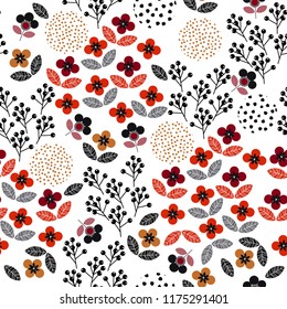 Modern Small scale of Colorful Geometric liberty floral  seamless pattern . flower motif in vector illustration design for fashion, fabric and all prints on white  background