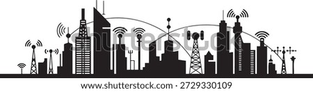 Modern smart city graphic. design Vector black silhouette
