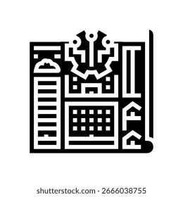 moderne intelligente Stadt Layout Glyphe Symbol Vektor. modernes Smart City Layout Zeichen. einzelne Symbolgrafik