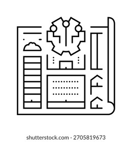 moderne intelligente Stadt Layout Linie Symbol Vektor. modernes Smart City Layout Zeichen. isoliertes Kontursymbol, schwarze Illustration
