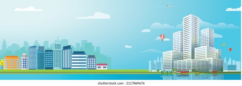 Modern smart city view  building 