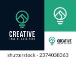 Modern Smart Creative Bulb Education Innovation Mountain Peak Top Outdoor Logo Design Branding Template