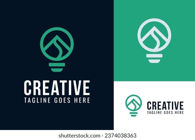 Modern Smart Creative Bulb Education Innovation Mountain Peak Top Outdoor Logo Design Branding Template