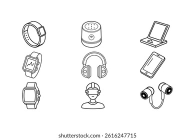 Modern Smart Devices and Wearable Technology Icons