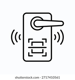 Modern Smart Door Lock with Keyless Entry System, Isolated Outline Icon