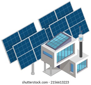 Modern smart electrical solar power plant technology isolated. Digital related asset. Power plant battery energy storage with photovoltaic solar panels and rechargeable li-ion electricity backup