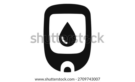 Modern smart glucose meter icon with a blood drop symbol representing blood sugar measurement and diabetes care technology