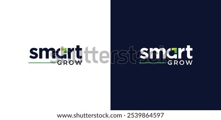 Modern Smart Grow Wordmark Logo. Abstract Arrow Up Shape In letter A. Start Up Logo, Icon, Symbol, Vector, Design inspiration.