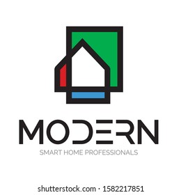 Modern Smart Home Logo Template. With A Bit Of Bauhaus Style