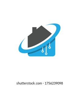 Ilustración moderna de diseño vectorial con logotipo de la tecnología de la casa inteligente