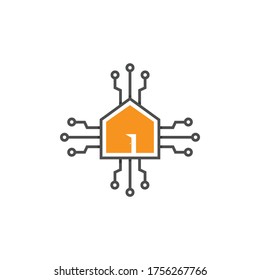 Modern Smart House Technology Logo, Vektorgrafik-Design