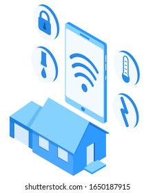 Ilustración moderna de tecnología isométrica vectorial Smart House. 