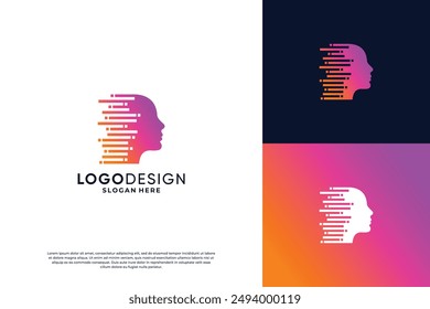 Modern smart human logo design for technology