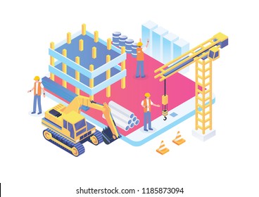 Modern Smart Isometric Under Construction Page, Suitable for Diagrams, Infographics, Illustration, And Other Graphic Related Assets