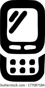 modern smart mobile phone, held in left hand silhouette, outline, vector, illustration