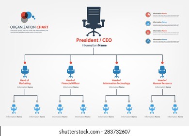 Modern and smart organization chart in which apply chair icon into the chart available in vector style (eps10)