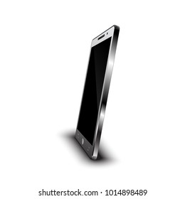 Modern smart phone 3D white screen on white background