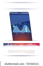 Teléfono Inteligente Moderno Con Gráficos Y Plantilla De Carteles Lugar De Banner Para Ilustración De Vectores Planos De Texto