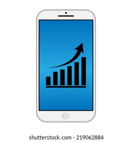 Modern smart phone isolation with growing graph icon