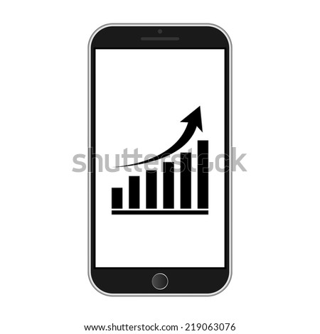 Modern smart phone isolation with growing graph icon