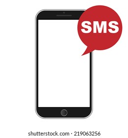 Modern smart phone isolation with SMS icon