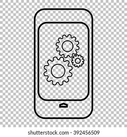 Modern smart phone line vector icon on transparent background