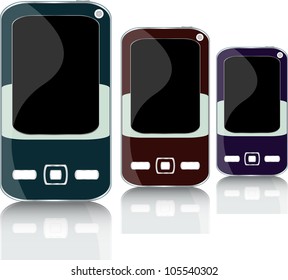 Modern smart phone set with reflection