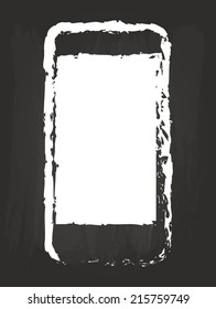 Modern Smart Phone Similar To iPhone Drawing On Blackboard