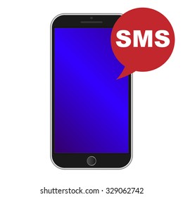 Modern smart phone with SMS icon