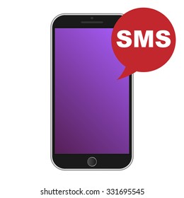 Modern smart phone with SMS icon