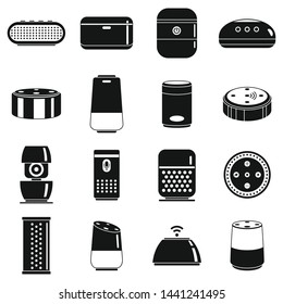 Modern smart speaker icons set. Simple set of modern smart speaker vector icons for web design on white background