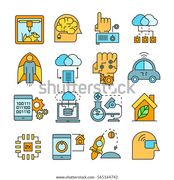 modern and smart\
technology icons color\
style