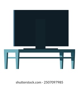 Moderno televisor inteligente está de pie sobre un mueble de mesa de madera