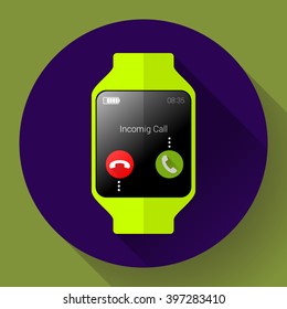 Modern smart watch icon. Flat design style.