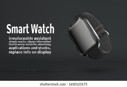 moderne intelligente Uhr auf dunklem Hintergrund mit Platz für Werbetext