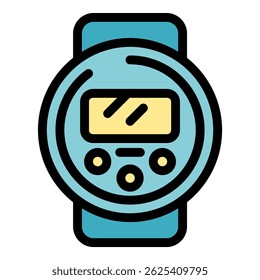 Modern smart watch showing time and displaying notifications on wristband, wearable technology