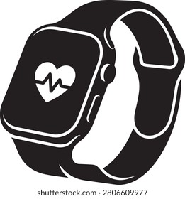 Modern smart watch silhouette icon suitable for fitness, health, and technology projects.